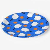 Pickleball Paddles, Oranje Pickleball Balls, blauw Papieren Bordje (Gekanteld)