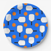 Pickleball Paddles, Oranje Pickleball Balls, blauw Papieren Bordje (Voorkant)