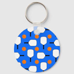 Pickleball Paddles, Oranje Pickleball Balls, blauw Sleutelhanger