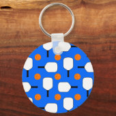 Pickleball Paddles, Oranje Pickleball Balls, blauw Sleutelhanger (Voorkant)
