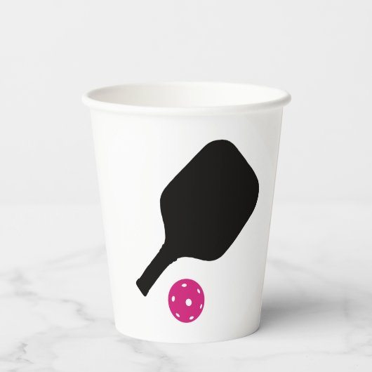 Pickleball-paddles & roze ballen papieren bekers (Achterkant)