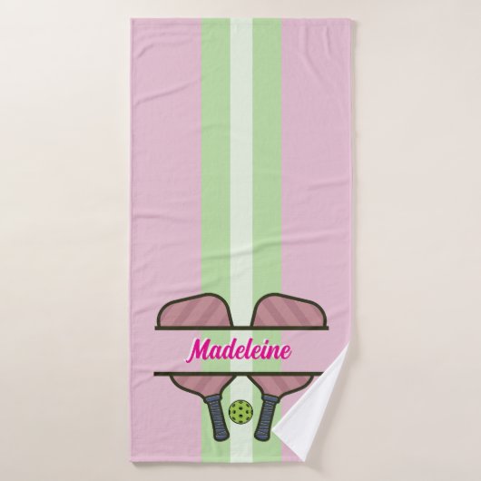 Pickleball Paddles Roze Groen Gepersonaliseerde Gi Badhanddoek (Badhanddoek)