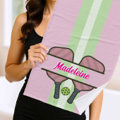 Pickleball Paddles Roze Groen Gepersonaliseerde Gi Badhanddoek