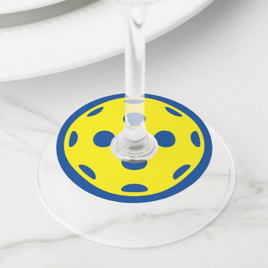 Pickleball partij aangepaste kleur wijnglas labels (Dichtbij)