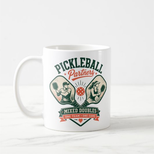 Pickleball-partners gemengd dubbel koffiemok (Links)