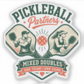 Pickleball-partners gemengd dubbel sticker (Voorkant)