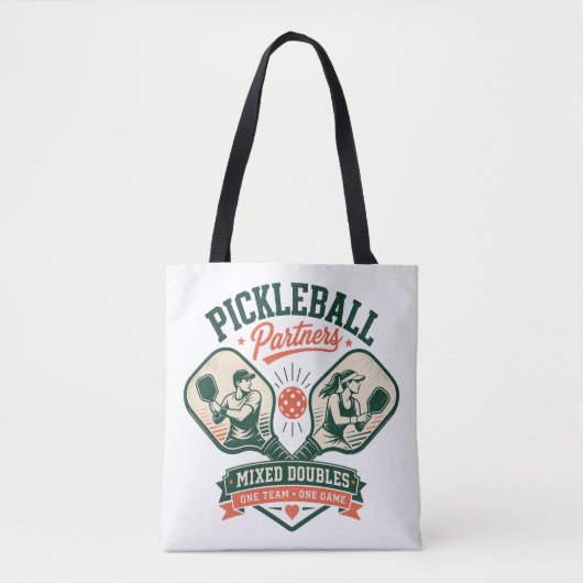 Pickleball-partners gemengd dubbel tote bag (Voorkant)