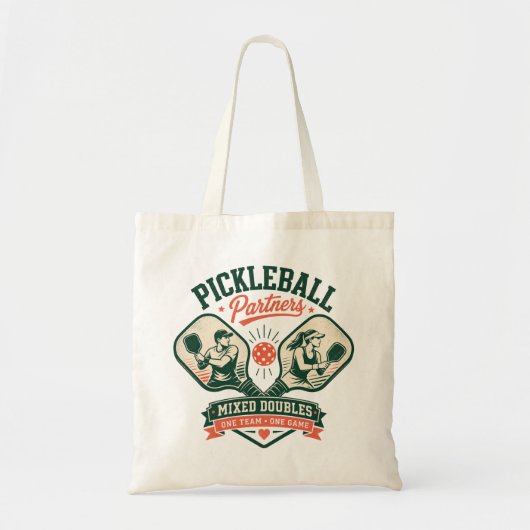 Pickleball-partners gemengd dubbel tote bag (Voorkant)