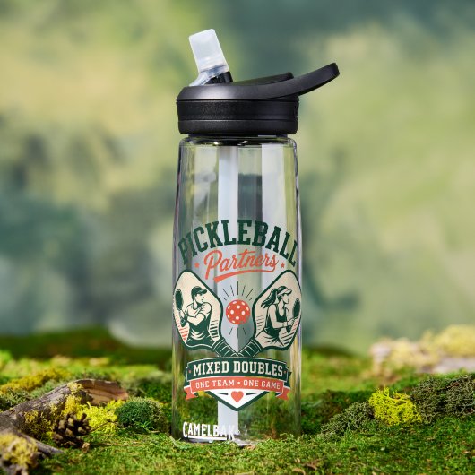 Pickleball-partners gemengd dubbel waterfles (Buiten (Gedraaid) )