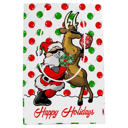 Pickleball Partners Santa & Rendier Ornamenten Medium Cadeauzakje (Voorkant)