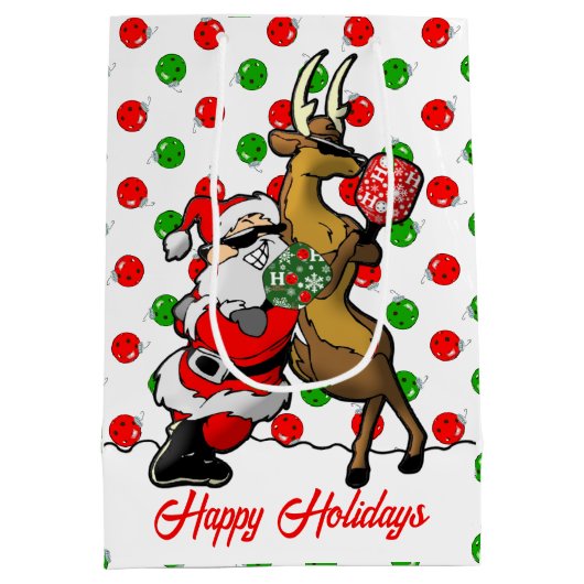Pickleball Partners Santa & Rendier Ornamenten Medium Cadeauzakje (Achterkant)