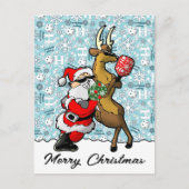 Pickleball Partners Santa & Rendier Sleighing It Briefkaart (Voorkant)