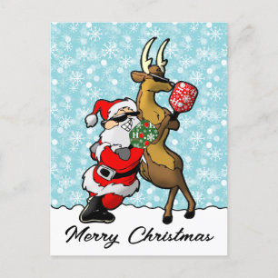 Pickleball Partners Santa & Rendier Sleighing It Briefkaart