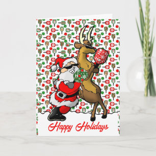 Pickleball Partners Santa & Rendier Sleighing It Kaart