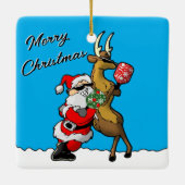 Pickleball Partners Santa & Rendier Sleighing It Keramisch Ornament (Achterkant)