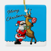 Pickleball Partners Santa & Rendier Sleighing It Keramisch Ornament (Voorkant)