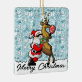 Pickleball Partners Santa & Rendier Sleighing It Keramisch Ornament (Rechts)