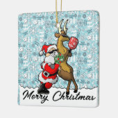Pickleball Partners Santa & Rendier Sleighing It Keramisch Ornament (Links)