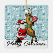 Pickleball Partners Santa & Rendier Sleighing It Keramisch Ornament (Achterkant)