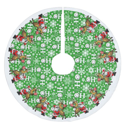 Pickleball Partners Santa & Rendier Sleighing It Kerstboom Rok (Voorkant)