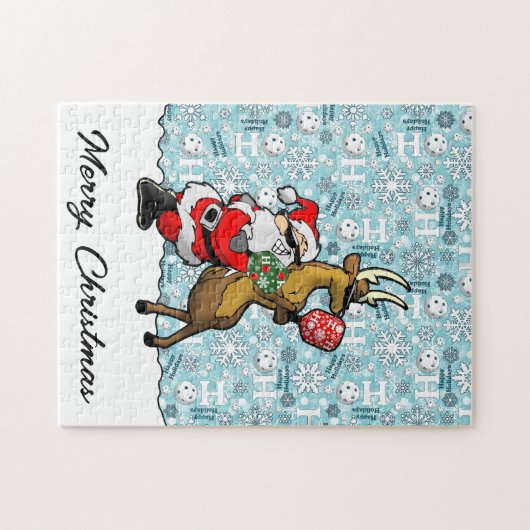 Pickleball Partners Santa & Rendier Sleighing It Legpuzzel (Horizontaal)