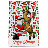 Pickleball Partners Santa & Rendier Sleighing It Medium Cadeauzakje (Voorkant)