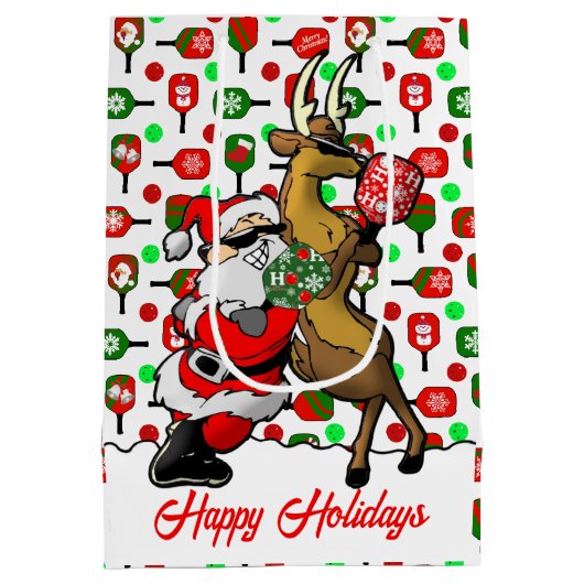 Pickleball Partners Santa & Rendier Sleighing It Medium Cadeauzakje (Achterkant)