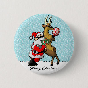 Pickleball Partners Santa & Rendier Sleighing It Ronde Button 5,7 Cm