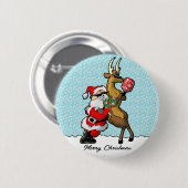 Pickleball Partners Santa & Rendier Sleighing It Ronde Button 5,7 Cm (Voorkant /achterkant)
