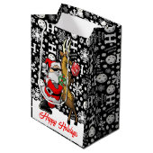 Pickleball Partners Santa & Rendier Sneeuwvlokken Medium Cadeauzakje (Voorkant Gekanteld)