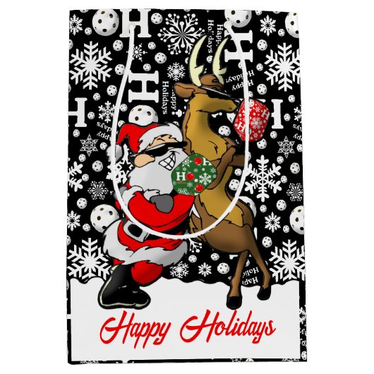 Pickleball Partners Santa & Rendier Sneeuwvlokken Medium Cadeauzakje (Voorkant)