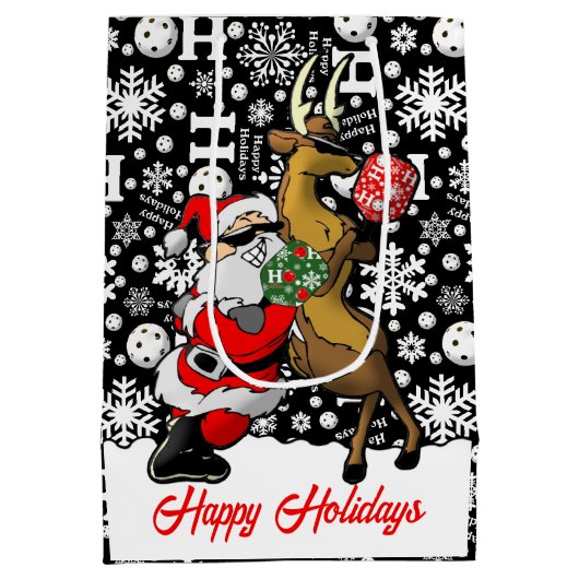 Pickleball Partners Santa & Rendier Sneeuwvlokken Medium Cadeauzakje (Achterkant)