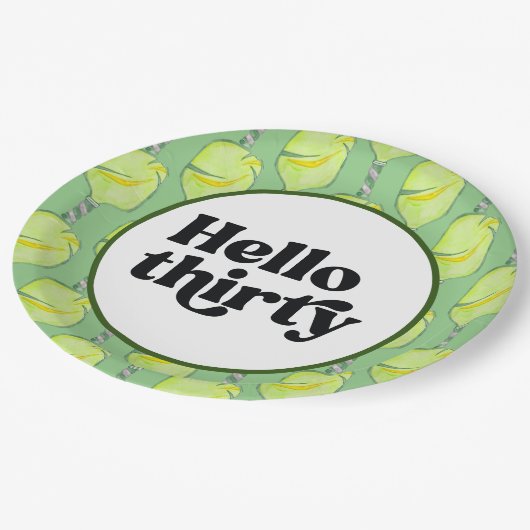 Pickleball Party 30e verjaardag met bier Papieren Bordje (Gekanteld)