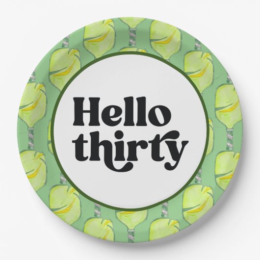 Pickleball Party 30e verjaardag met bier Papieren Bordje (Voorkant)