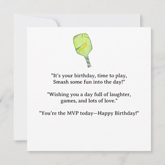 Pickleball Party 4e verjaardag Kaart (Achterkant)