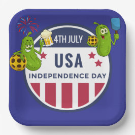 Pickleball Party 4th July Independence Day America Papieren Bordje