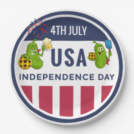 Pickleball Party 4th July Independence Day America Papieren Bordje