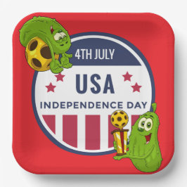 Pickleball Party 4th July Independence Day America Papieren Bordje