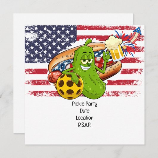 Pickleball Party 4th July Independence Day America Save The Date (Voorkant / Achterkant)