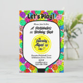 Pickleball Party Ballonnen Confetti Geel Foto Kaart (Staand voorkant)