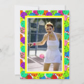 Pickleball Party Ballonnen Confetti Geel Foto Kaart (Achterkant)