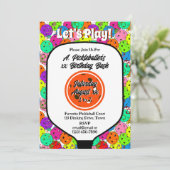 Pickleball Party Balloons Confetti Sinaasappel Fot Kaart (Staand voorkant)