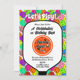 Pickleball Party Balloons Confetti Sinaasappel Fot Kaart