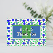 Pickleball Party Blauwe Groene Paddles en Ballen Bedankkaart (Staand voorkant)