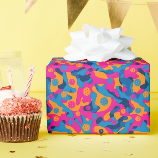 Pickleball Party Camo Cadeaupapier (Verjaardagsfeest)