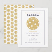 Pickleball Party Chic Gold Black Party - Uitnodigi Briefkaart (Voorkant / Achterkant)