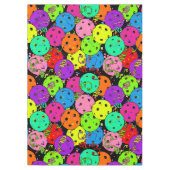 Pickleball Party Confetti en ballonnen op zwart Tafelkleed (Voorkant)