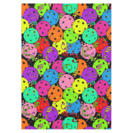 Pickleball Party Confetti en ballonnen op zwart Tafelkleed
