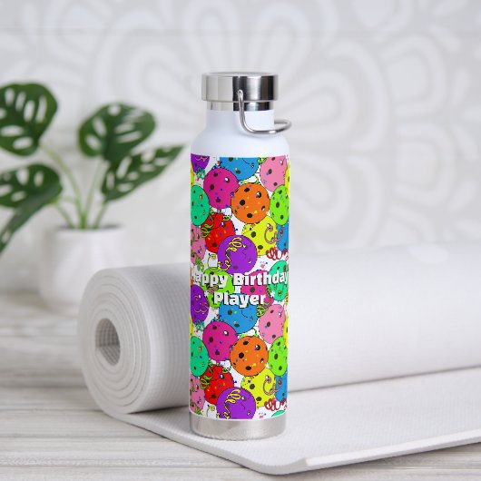 Pickleball Party Confetti en ballonnen personalise Waterfles (Yoga)