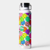 Pickleball Party Confetti en ballonnen personalise Waterfles (Achterkant)